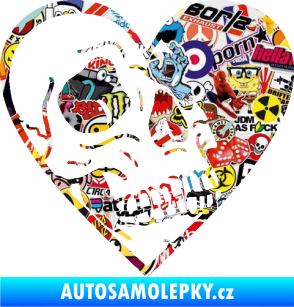 Samolepka Lebka 062 pravá v srdíčku Sticker bomb