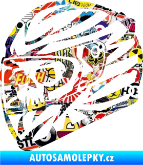 Samolepka Lebka s motohelmou 001 levá Sticker bomb