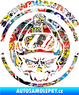 Samolepka Lebka snowboarding Sticker bomb