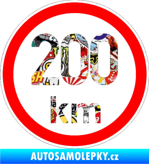 Samolepka Maximální rychlost 200km - nejvyšší konstrukční rychlost Sticker bomb