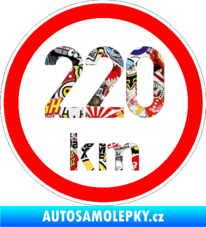 Samolepka Maximální rychlost 220km - nejvyšší konstrukční rychlost Sticker bomb