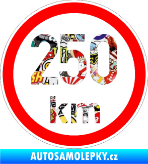 Samolepka Maximální rychlost 250km - nejvyšší konstrukční rychlost Sticker bomb