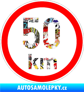 Samolepka Maximální rychlost 50km - nejvyšší konstrukční rychlost Sticker bomb