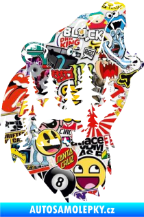 Samolepka Medvěd 013 pravá s krajinou Sticker bomb
