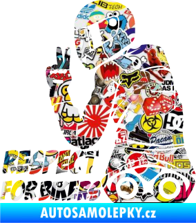 Samolepka Motorkář 003 levá respect for bikers nápis Sticker bomb