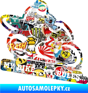 Samolepka Motorkář 012 pravá s textem Sticker bomb