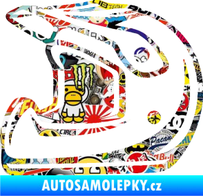 Samolepka Motorkářská helma 002 levá Sticker bomb