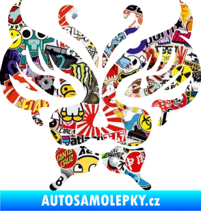 Samolepka Motýl 016 kočičí obličej Sticker bomb