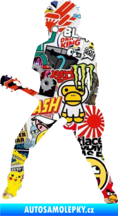Samolepka Music 010 levá rocker s kytarou Sticker bomb