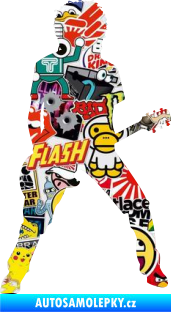 Samolepka Music 010 pravá rocker s kytarou Sticker bomb