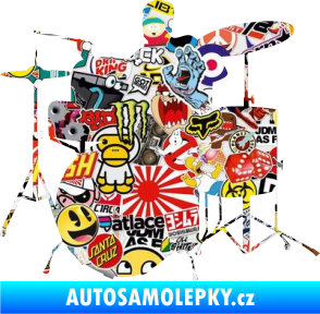 Samolepka Music 011 levá hráč na bicí Sticker bomb