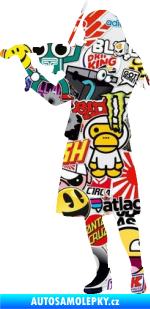 Samolepka Music 023 levá houslistka Sticker bomb