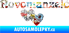 Samolepka Novomanželé 001 nápis se srdíčky Sticker bomb