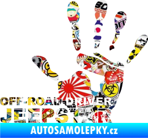 Samolepka Off road driver - Jeep star nápis s rukou Sticker bomb