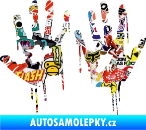 Samolepka Otisk rukou 001 levá krvavý Sticker bomb