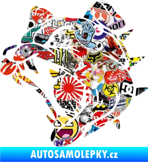 Samolepka Pes 136 levá rozzuřený buldok Sticker bomb