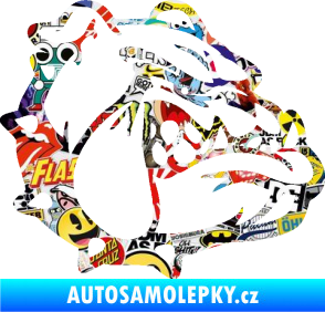 Samolepka Pes 174 pravá rozzuřený buldok Sticker bomb