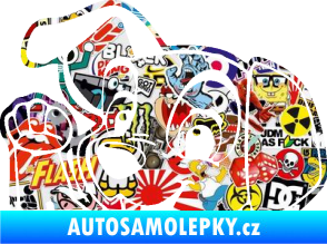 Samolepka Pes 177 levá mává z auta Sticker bomb