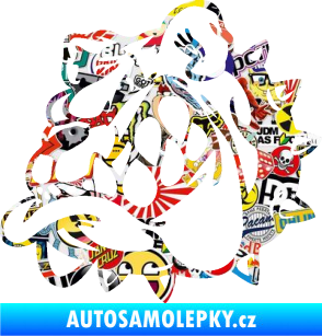 Samolepka Pes 182 levá rozzuřený buldok Sticker bomb