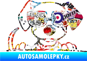 Samolepka Pes s brýlemi 101 pravá v autě Sticker bomb