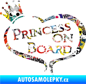 Samolepka Princess on board nápis s korunkou Sticker bomb