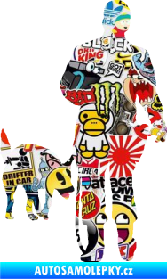 Samolepka Psovod 005 pravá pes na vodítku Sticker bomb