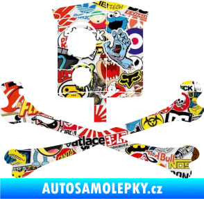 Samolepka Radar a zkřížené kosti levá Sticker bomb