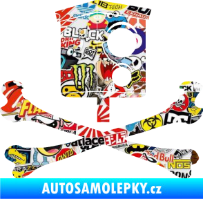 Samolepka Radar a zkřížené kosti pravá Sticker bomb