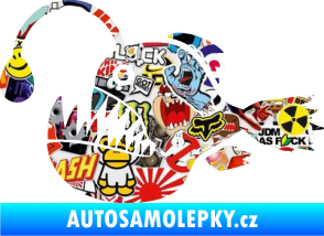 Samolepka Ryba 022 levá mořský ďas s lampičkou Sticker bomb