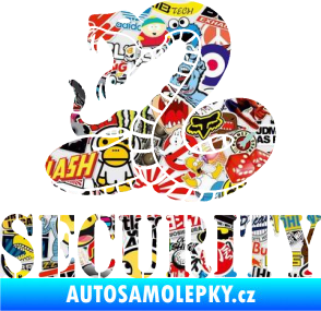 Samolepka Security hlídáno - levá had Sticker bomb