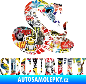 Samolepka Security hlídáno - pravá had Sticker bomb