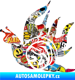 Samolepka Šnek s plameny levá Sticker bomb
