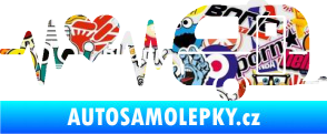 Samolepka Srdeční tep 030 pravá kempování Sticker bomb