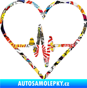 Samolepka Srdíčko 017 ekg křivka Sticker bomb