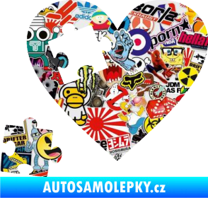 Samolepka Srdíčko 022 levá vypadlý puzzlík Sticker bomb