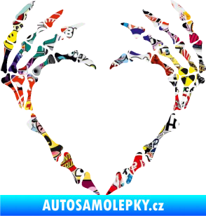 Samolepka Srdíčko z kostí Sticker bomb
