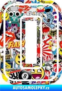 Samolepka Startovní číslo 0 typ 5 Sticker bomb