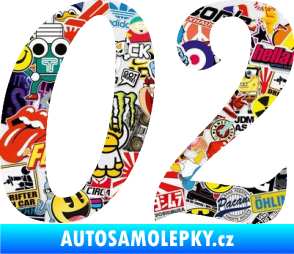 Samolepka Startovní číslo 02 typ 3 Sticker bomb