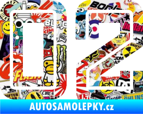 Samolepka Startovní číslo 02 typ 7 Sticker bomb