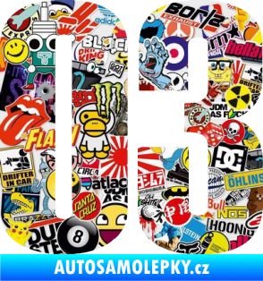 Samolepka Startovní číslo 03 typ 2   Sticker bomb