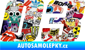 Samolepka Startovní číslo 03 typ 6 Sticker bomb