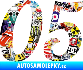 Samolepka Startovní číslo 05 typ 3 Sticker bomb