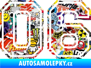 Samolepka Startovní číslo 06 typ 4 Sticker bomb