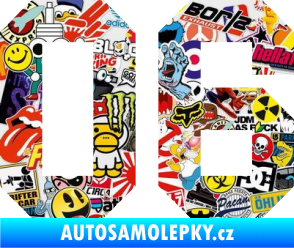Samolepka Startovní číslo 06 Sticker bomb