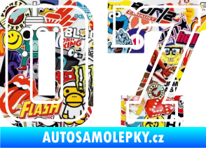 Samolepka Startovní číslo 07 typ 5 Sticker bomb