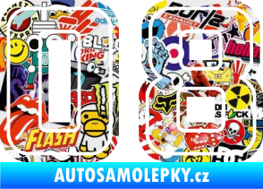 Samolepka Startovní číslo 08 typ 5 Sticker bomb