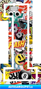 Samolepka Startovní číslo 1 typ 5 Sticker bomb