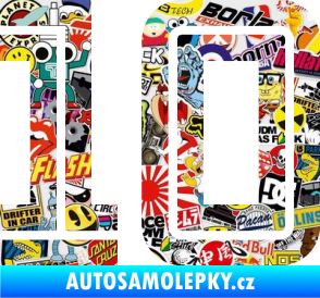 Samolepka Startovní číslo 10 typ 7 Sticker bomb