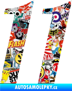 Samolepka Startovní číslo 11 typ 3   Sticker bomb