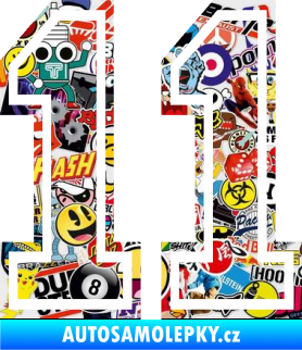 Samolepka Startovní číslo 11 typ 4 Sticker bomb